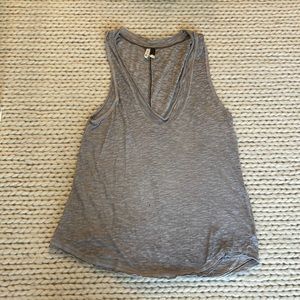 We the Free, Free People T Taupe/Beige Oversized Distressed Tank